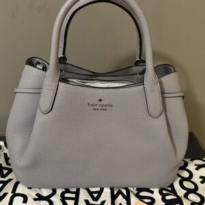 Kate Spade Gray Leather Handbag with cross body strap. NWT.